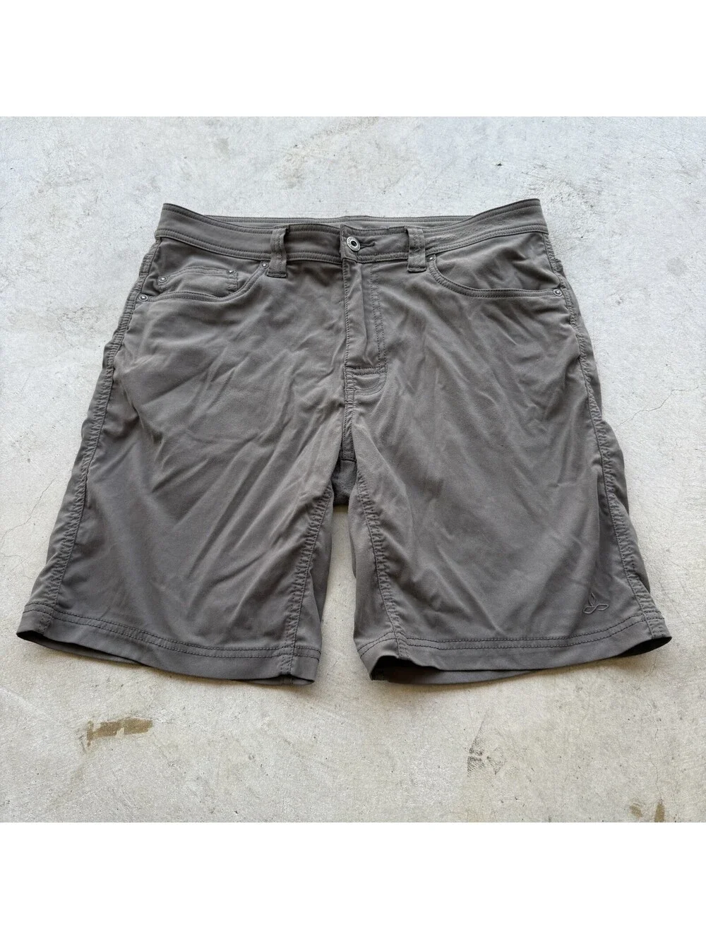 prAna Shorts Mens 33x9 Brown 5 Pocket Casual Hiking Outdoor Performance